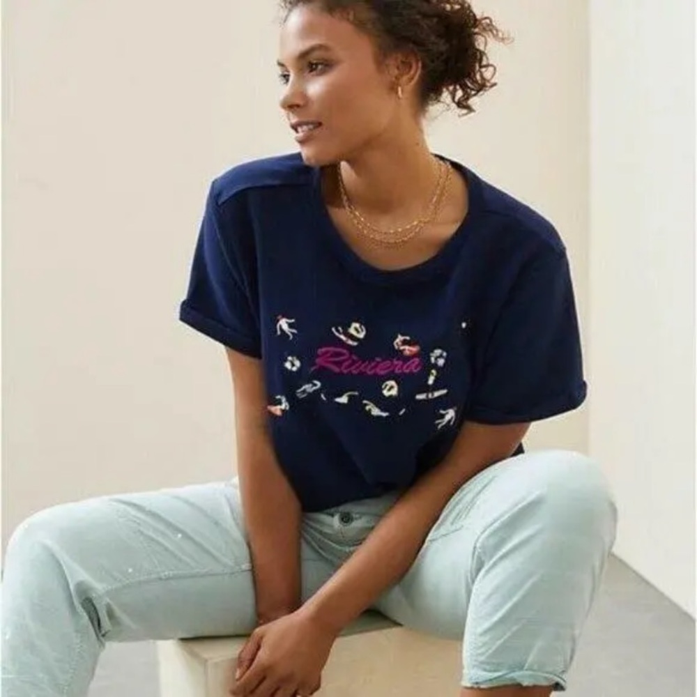 New Anthropologie Maeve Riviera embroidered top size XS